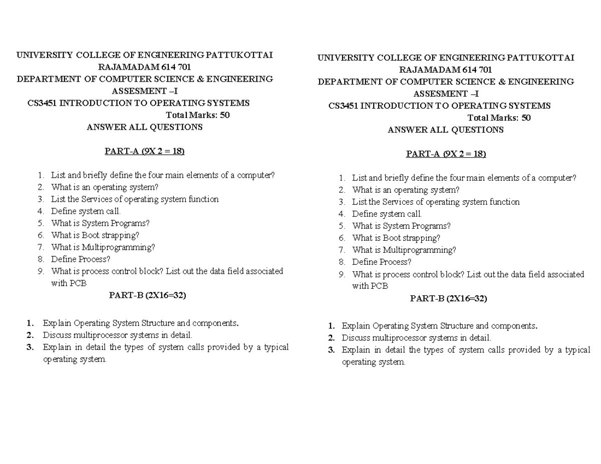 CS3451 Midterm Exam - Introduction to Operating Systems Study Guide ...