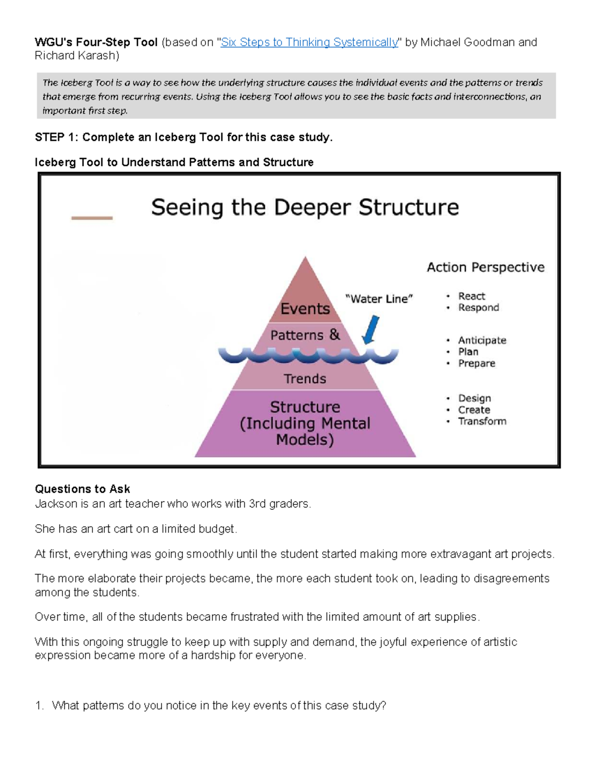 Task 3: Analysis of Complex Problems - Iceberg Tool Case Study - Studocu