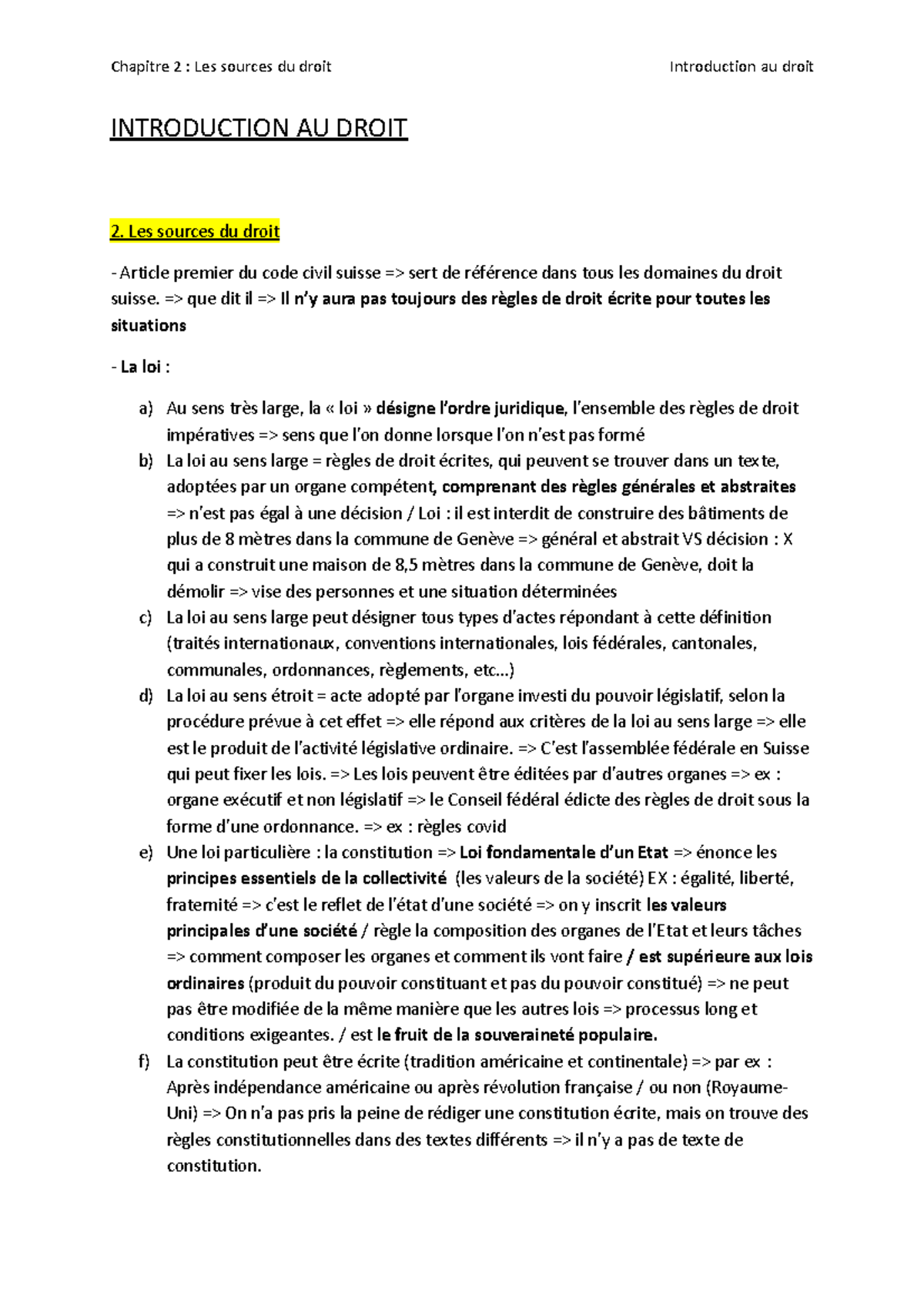 Chapitre 2 droit - Chapitre 2 : Les sources du droit Introduction au ...