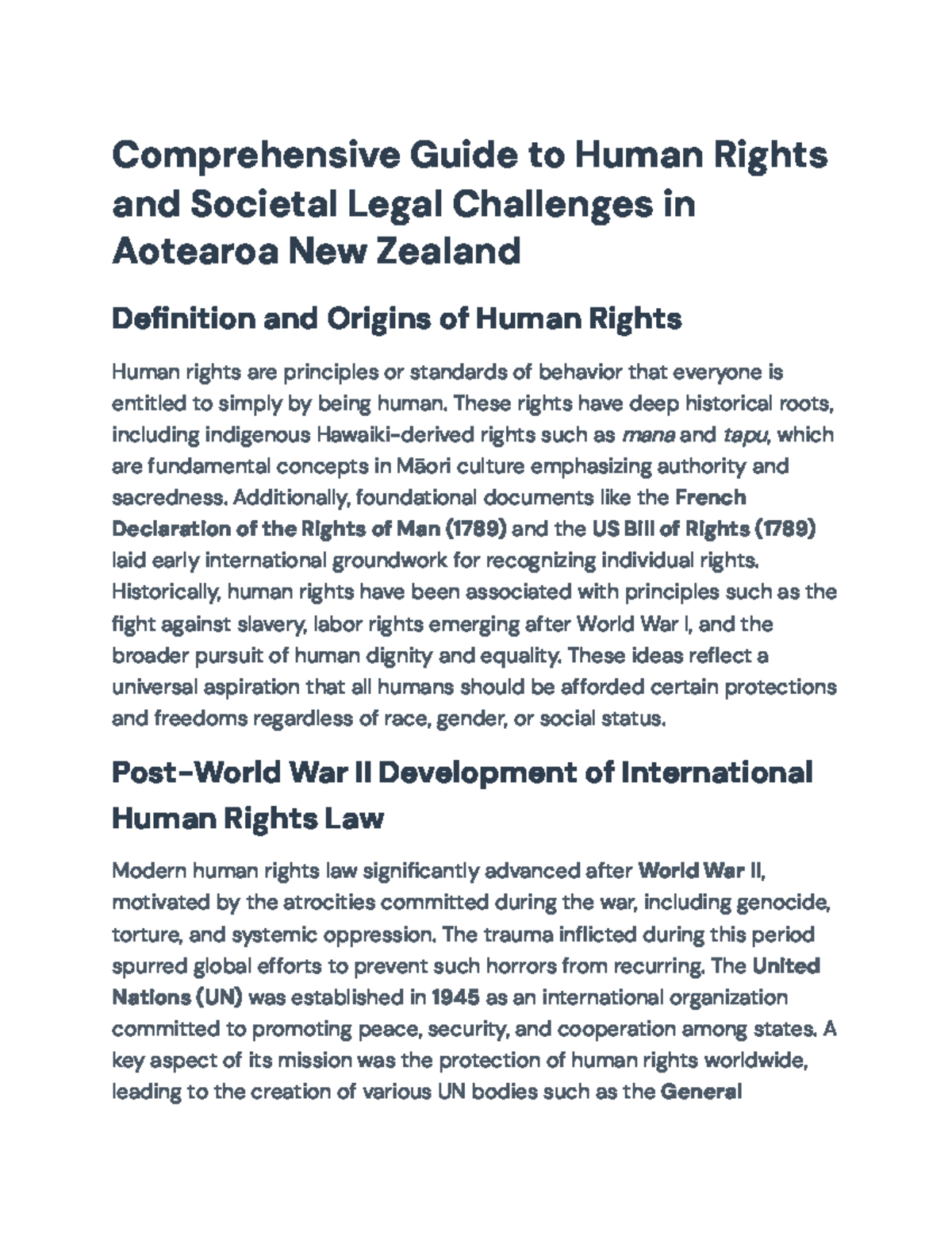 Comprehensive Overview of Human Rights & Legal Challenges in NZ - Studocu