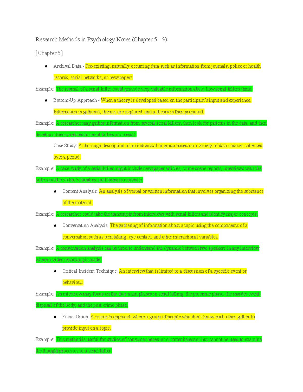 Psy 311 Final Exam Notes: Research Methods Chapters 5-9 - Studocu