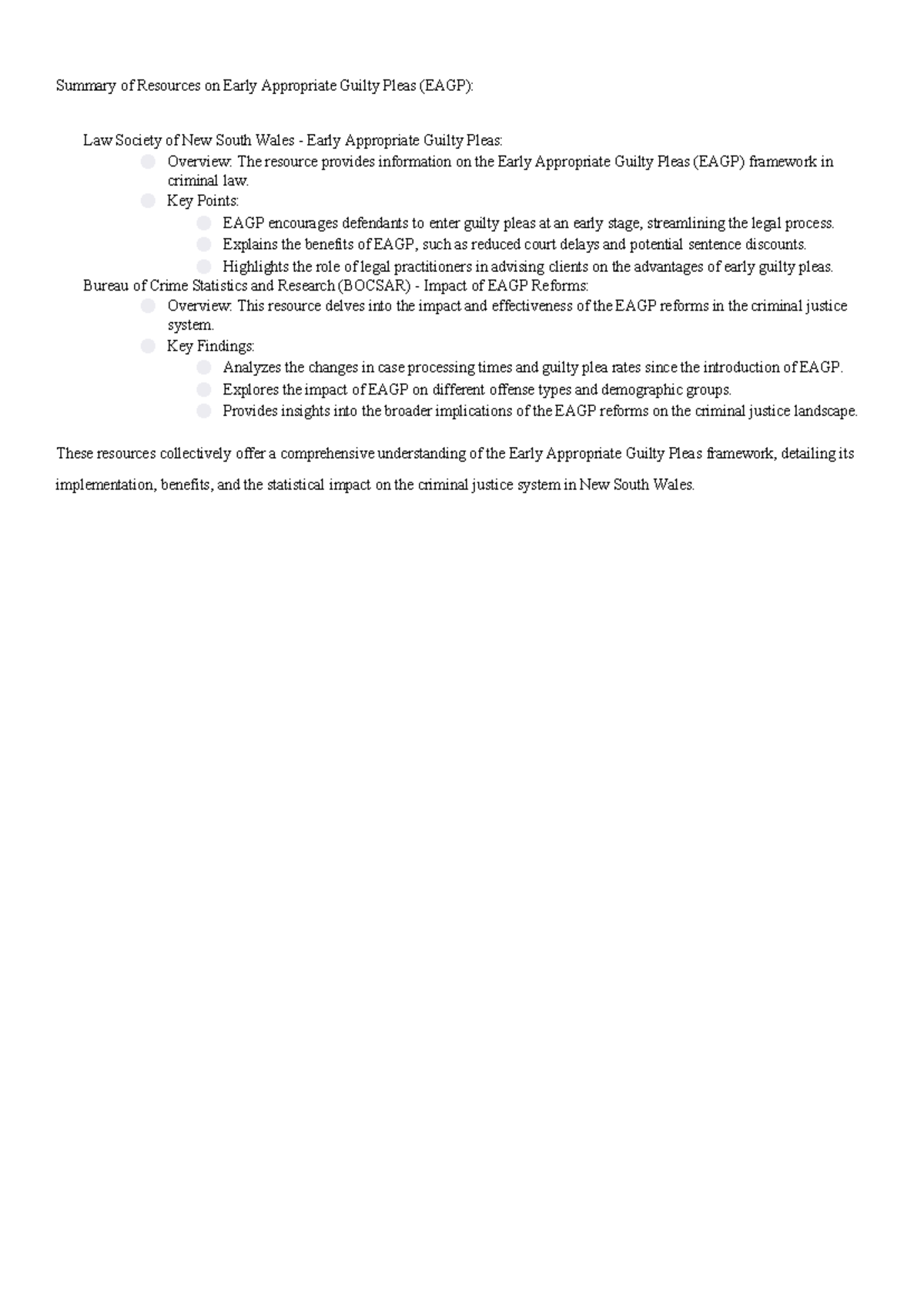 LAW 302 - Overview & Impact of Early Appropriate Guilty Pleas (EAGP ...
