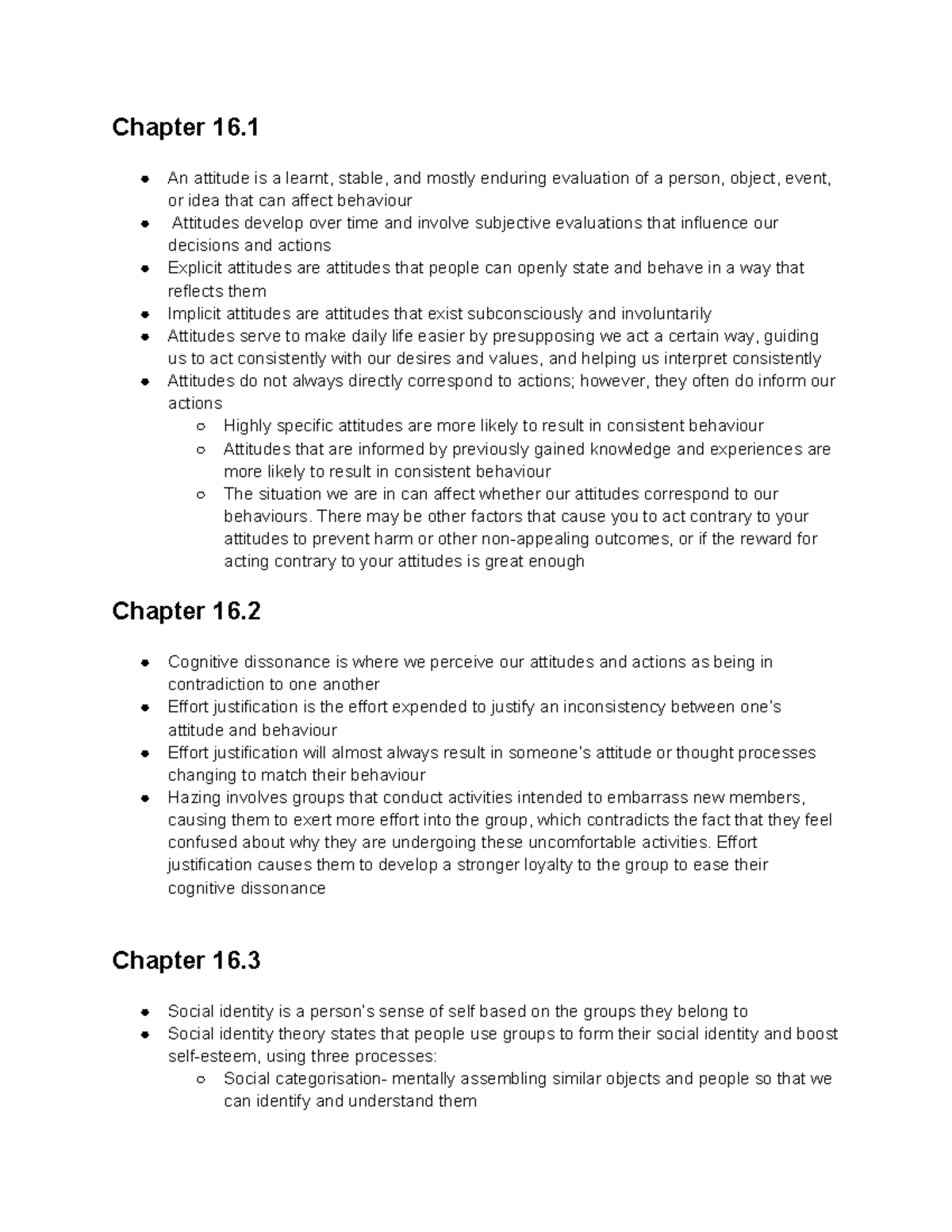 Psychology Chapter 16: Attitudes, Dissonance, and Social Identity - Studocu