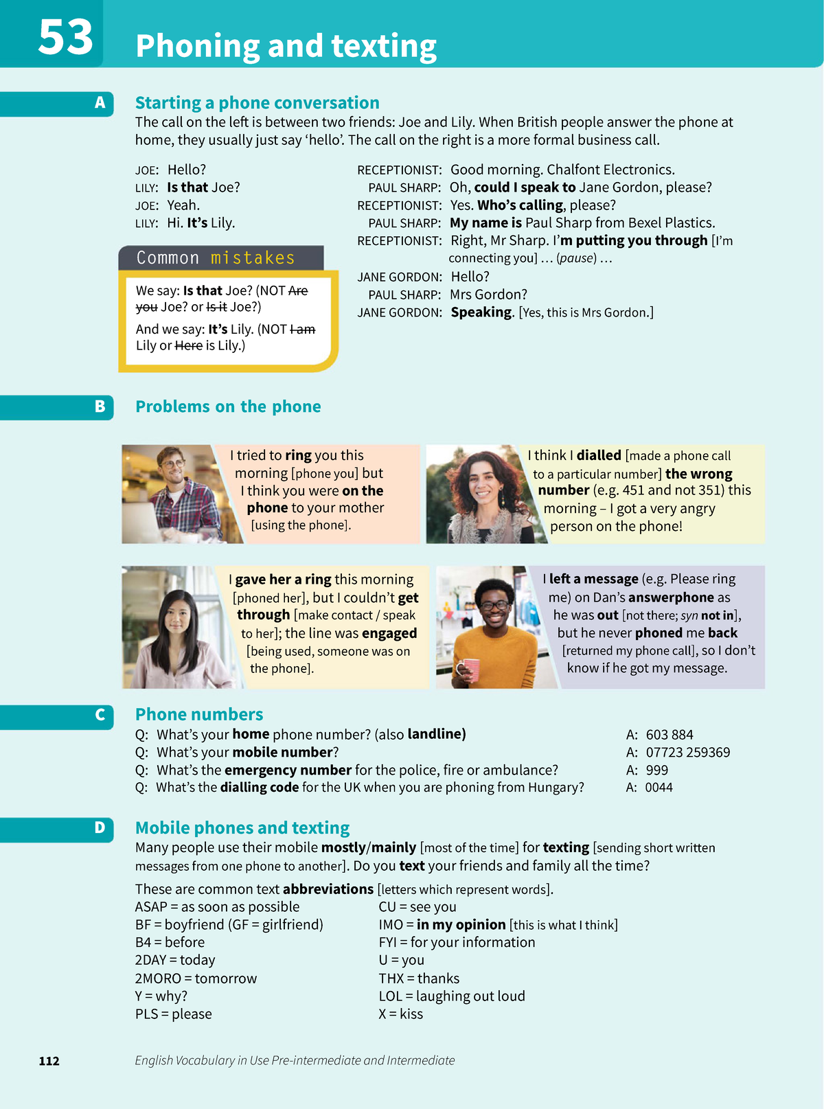 Phoning and Texting Vocabulary Notes for ESL (Vocab 112) - Studocu