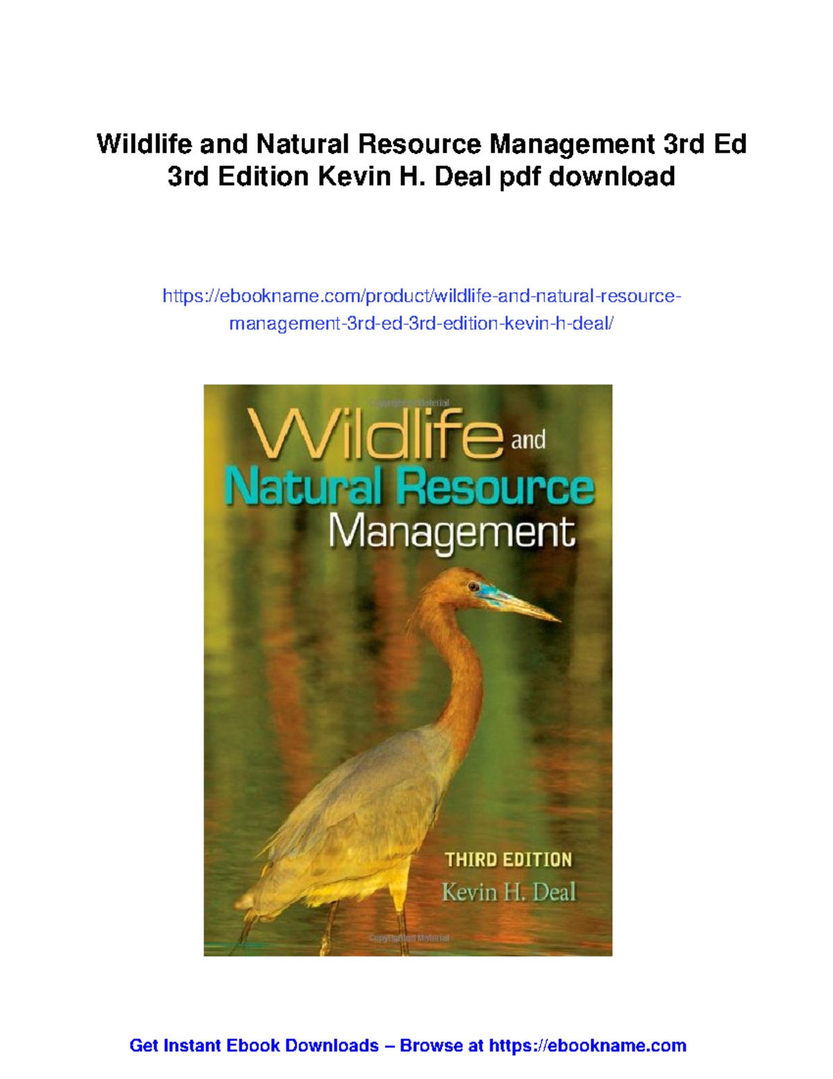 Wildlife and Natural Resource Management 3E by Kevin H. Deal - Studocu