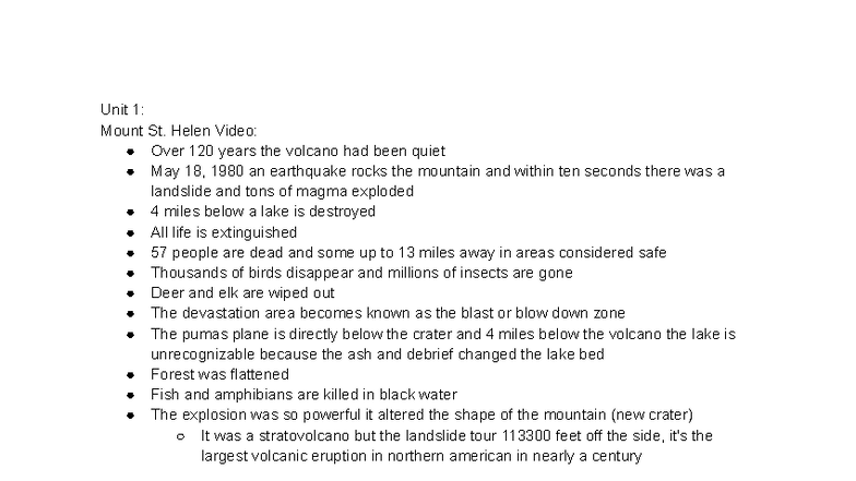 BIOL 101: Test 1 Study Guide on Mount St. Helens and Ecosystem Dynamics ...