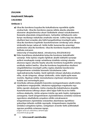 [Solved] ula izimpawu zesakhiwo somdlalo - APPLIED AFRICAN LANGUAGES ...