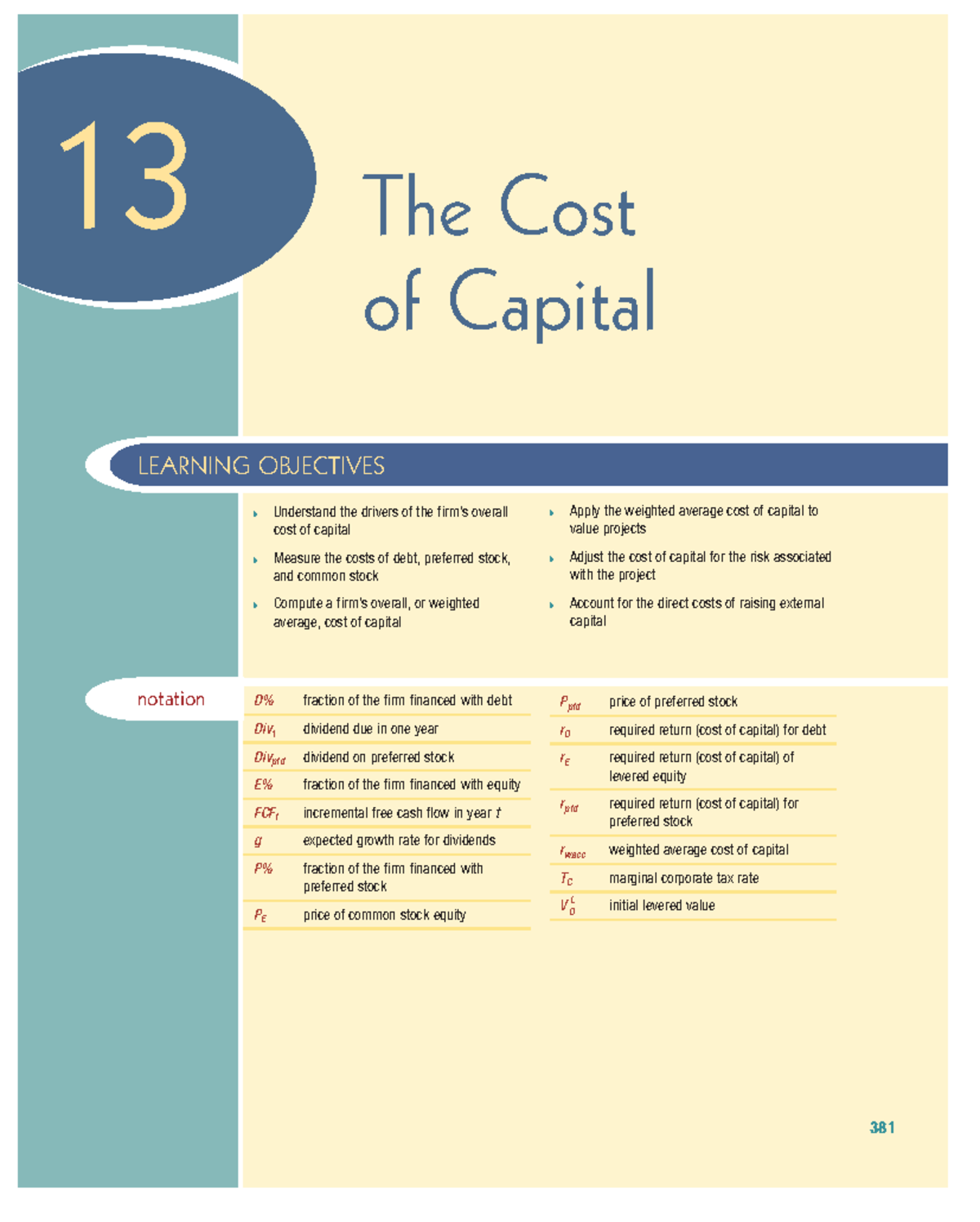 Chapter 13: The Cost of Capital - Fundamentals of Corporate Finance ...