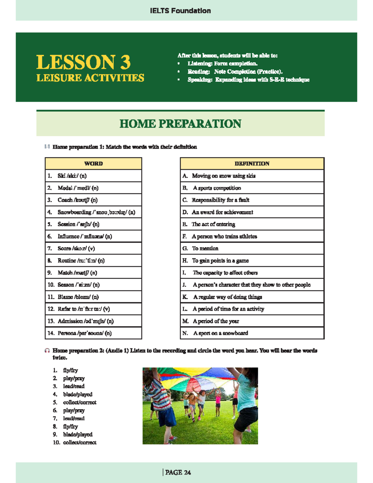 IELTS Foundation Lesson 3: Listening & Reading Practice - Studocu