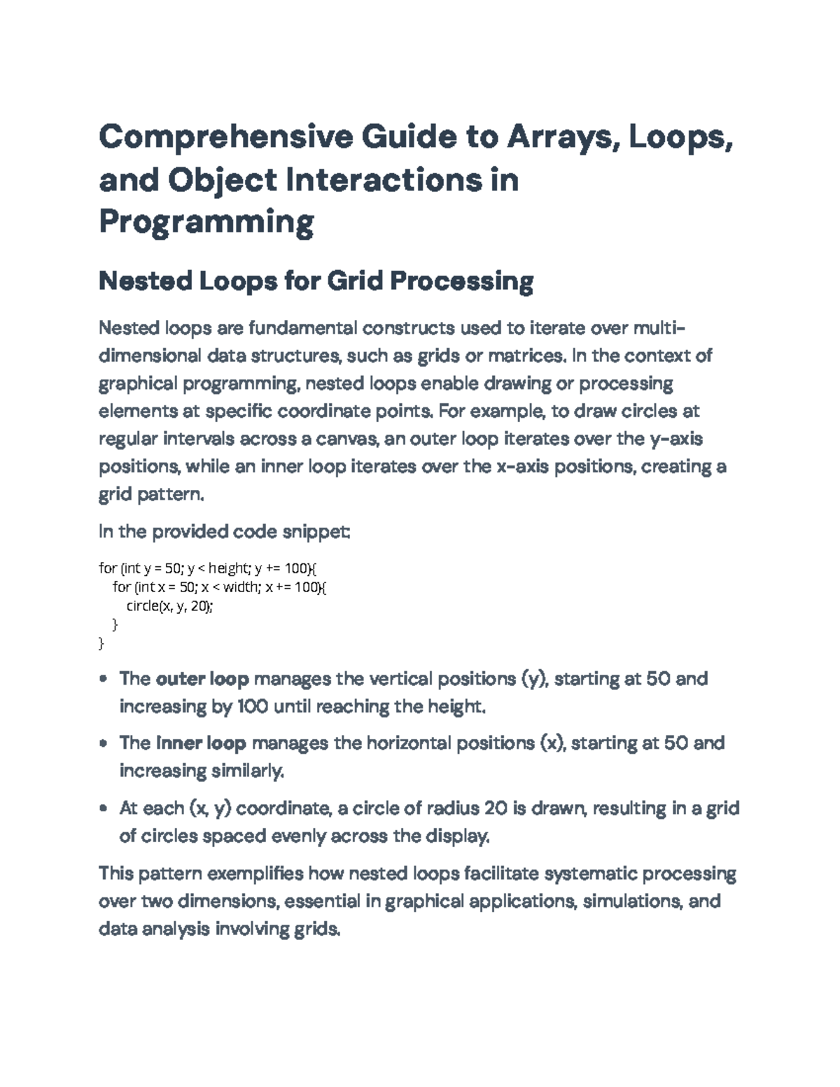 Comprehensive Guide: Arrays, Loops, and Object Management in ...