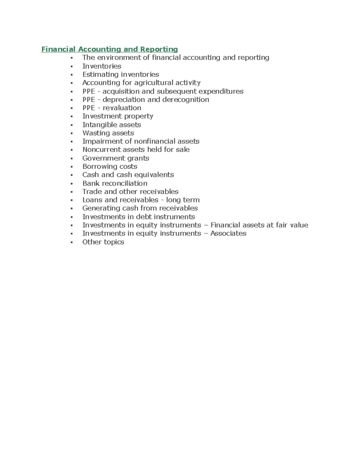 Financial Accounting and Reporting - Studocu