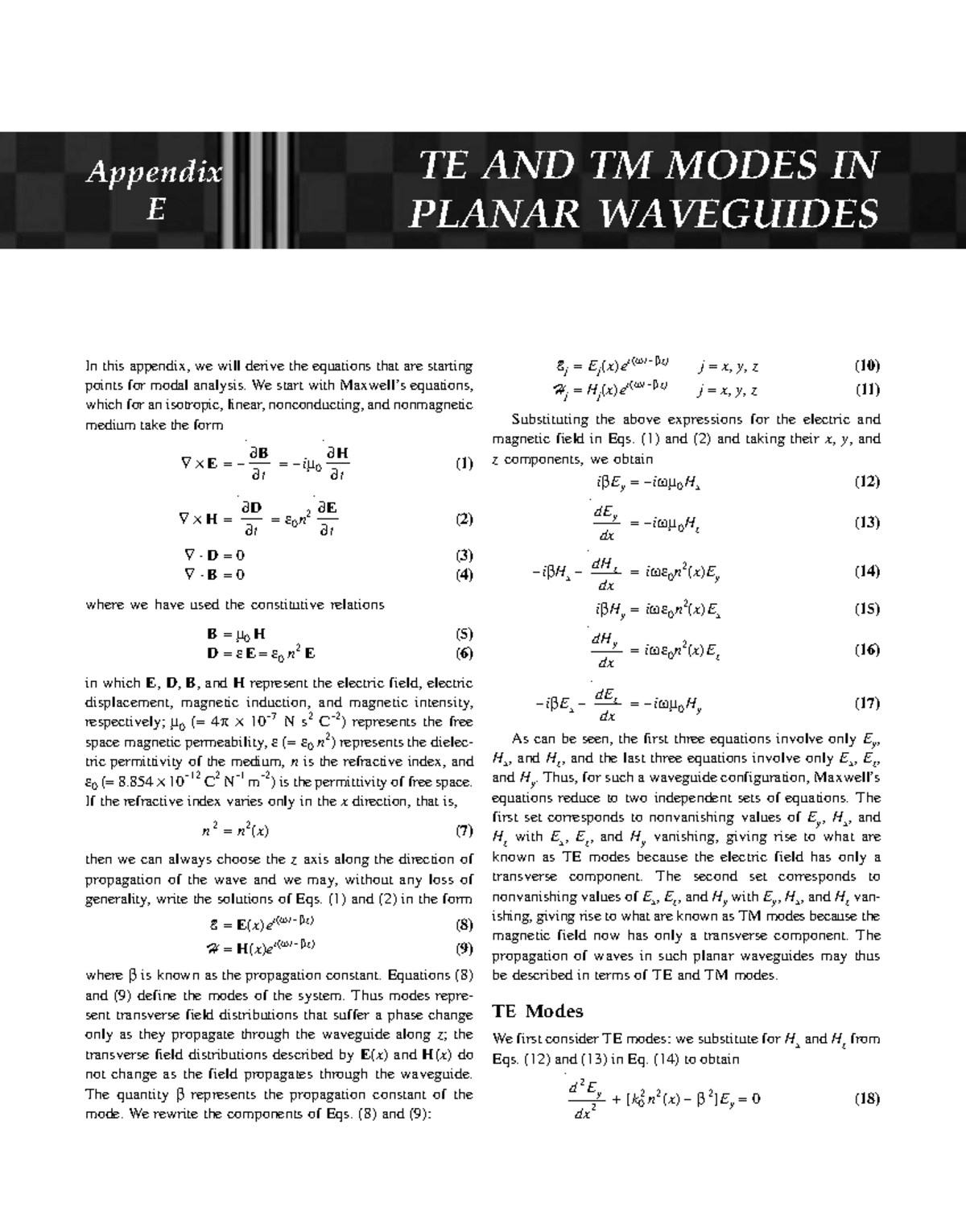 Optics - TE & TM Modes in Planar Waveguides Analysis Document - Studocu