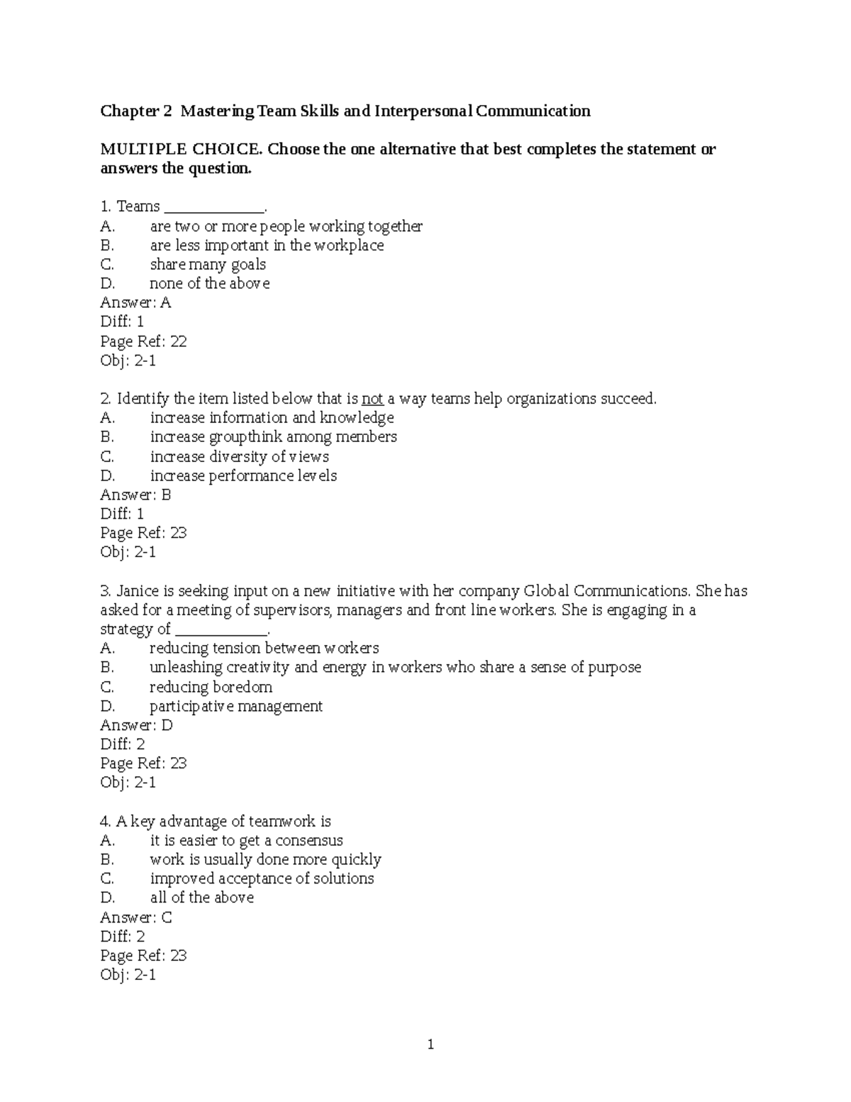 Doc - qqqq - Chapter 2 Mastering Team Skills and Interpersonal ...