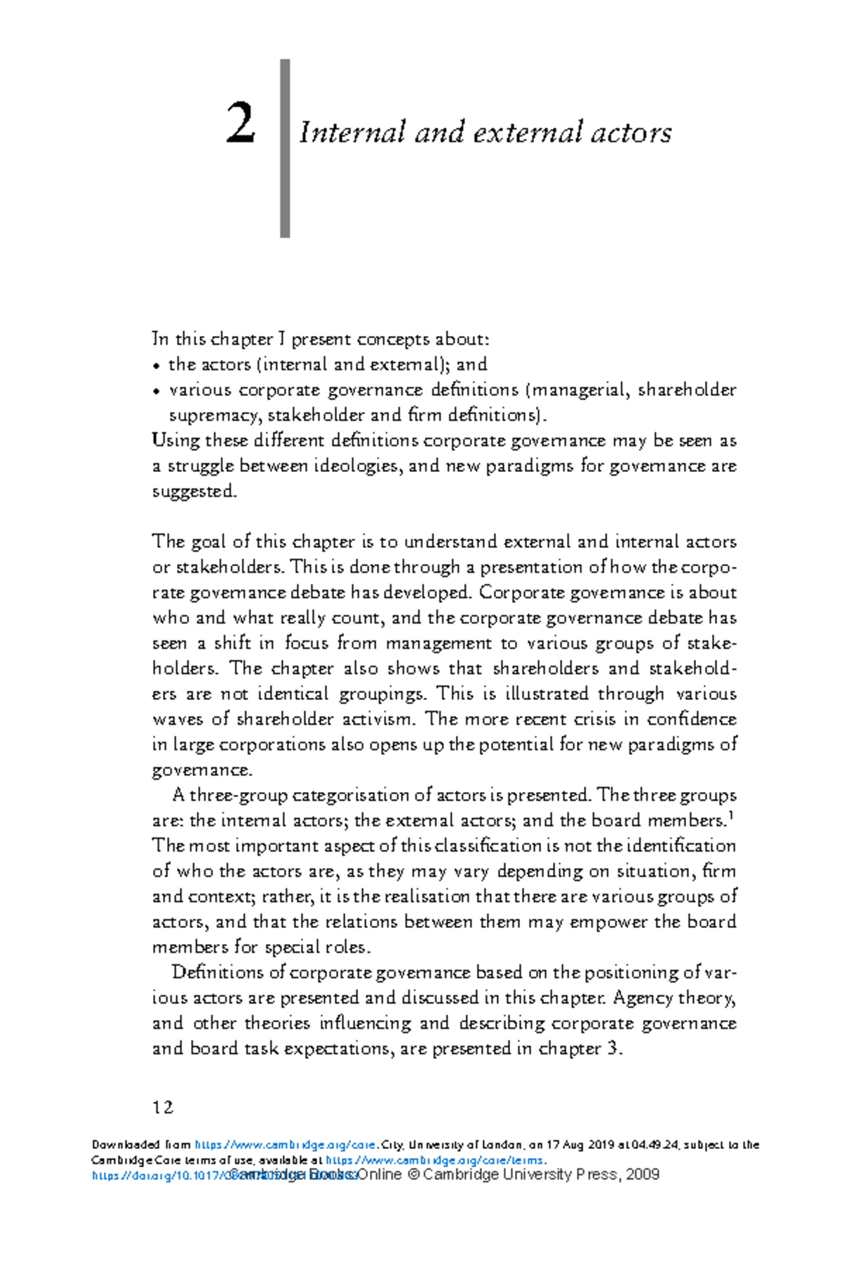06 - Lecture notes 6 - 2 Internal and external actors In this chapter I ...