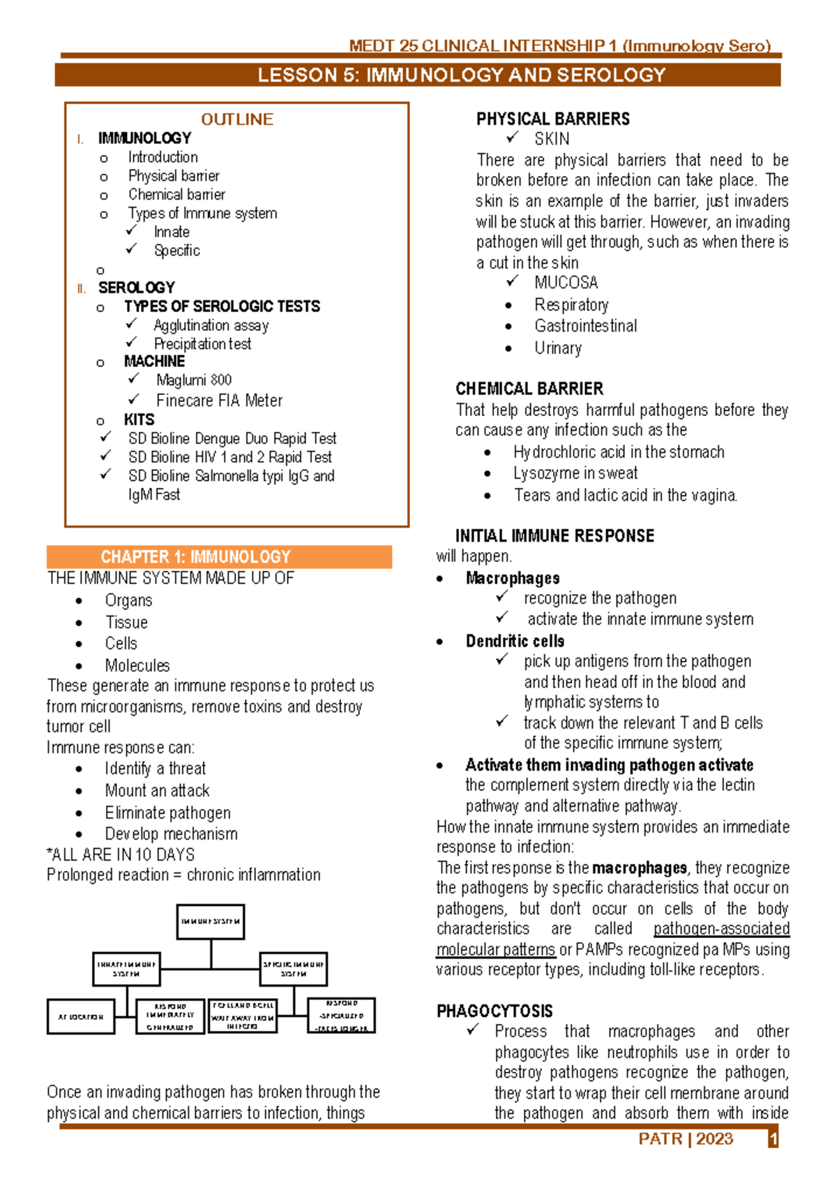 MEDT 25 - Lesson 5: Intro to Immunology and Serology Concepts - Studocu