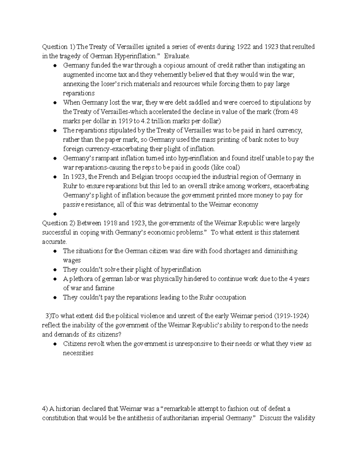 History Paper 2: Examining the Causes & Effects of 20th Century