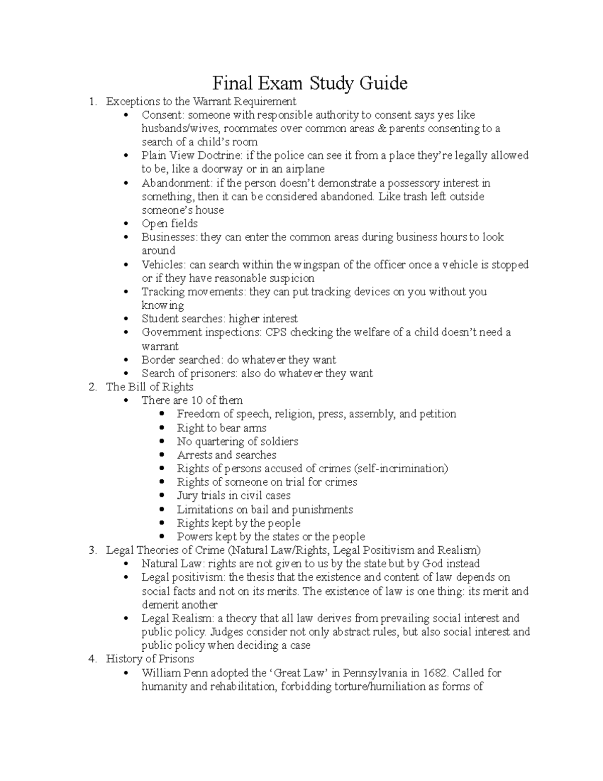 CRJ 101 Final Exam Study Guide: Key Legal Concepts & Theories - Studocu