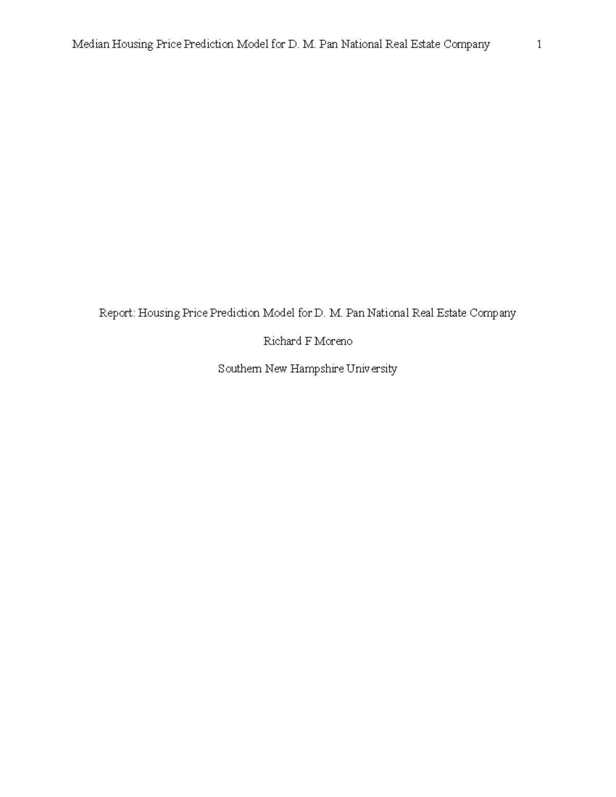 MAT 240 Project One: Housing Price Prediction Model Analysis - Studocu