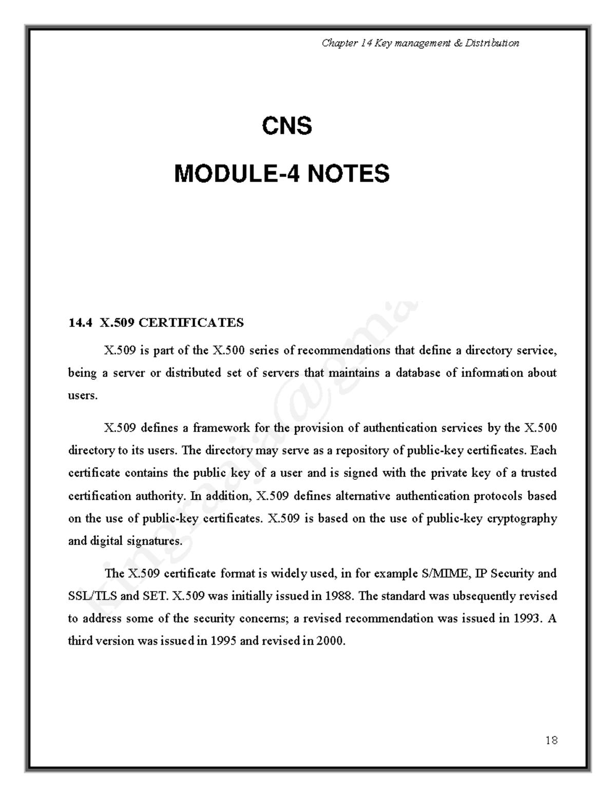 21CS733-CNS-M4-Ch14-Key-Management-Distribution-Notes - Studocu