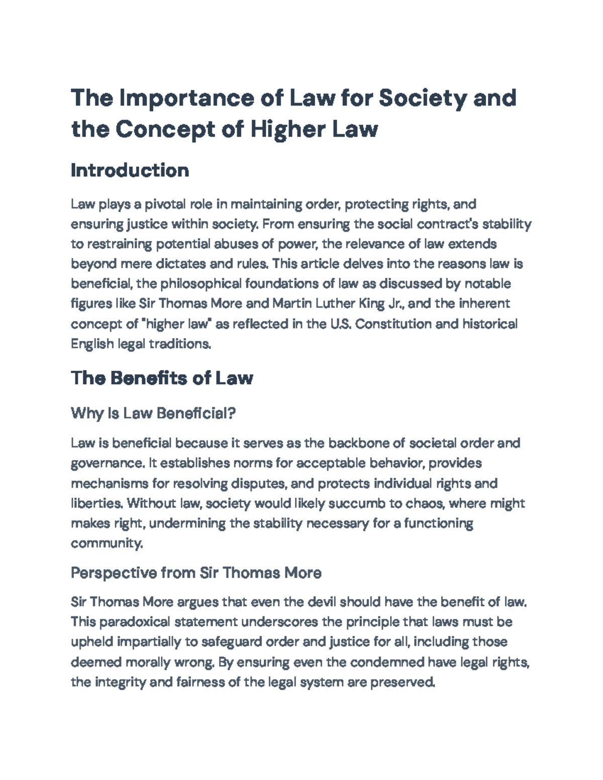 The Importance of Law in Society: Concepts and Philosophical ...