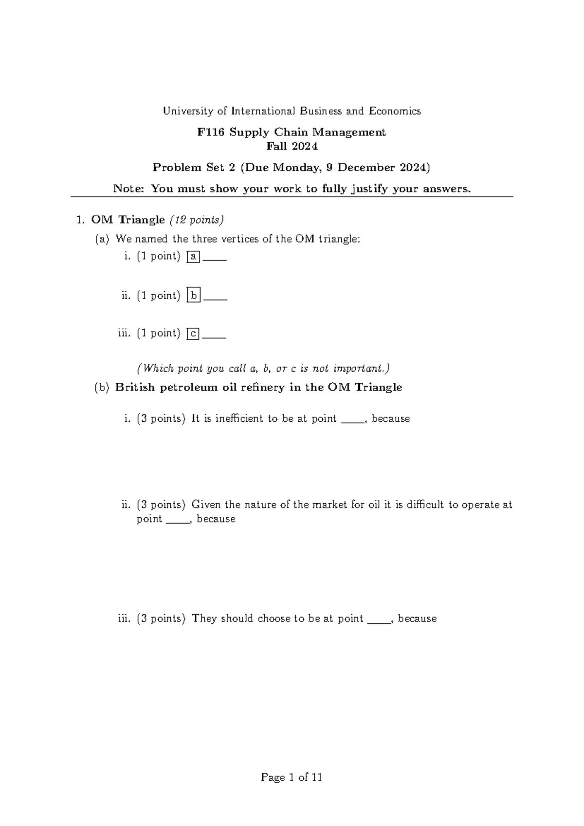 PS2 - Supply Chain Management - University of International Business ...