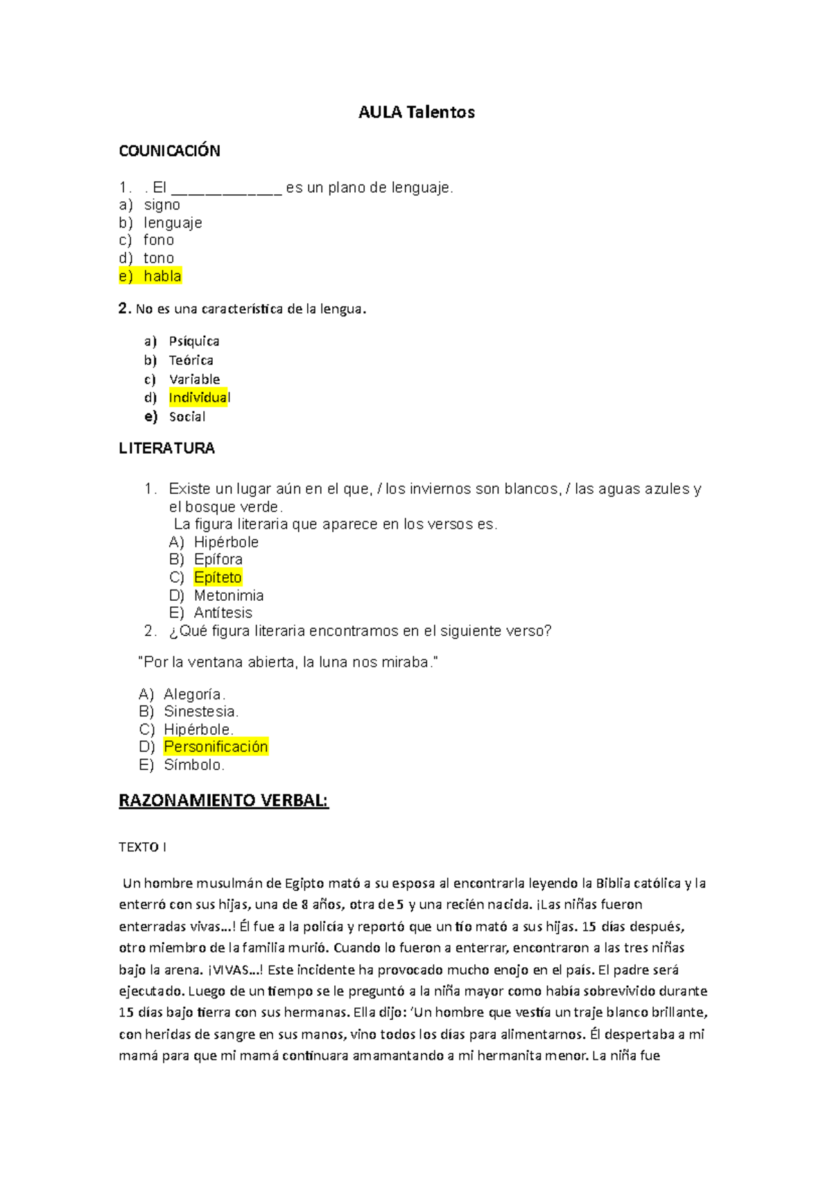 Preguntas - Comunicación y Literatura - S6 - Studocu