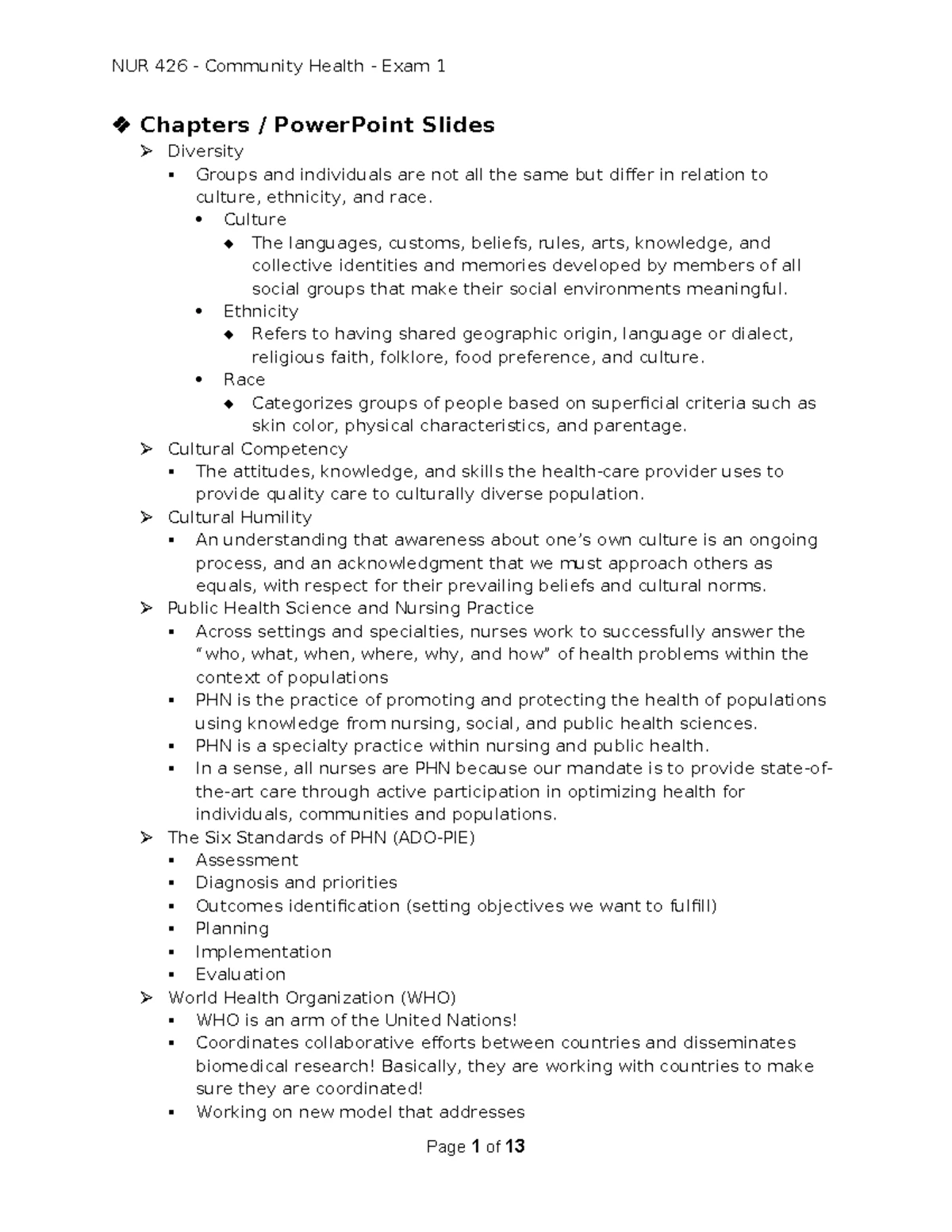 EXAM 1 Public Health - Comprehensive Study Guide for Community Health ...