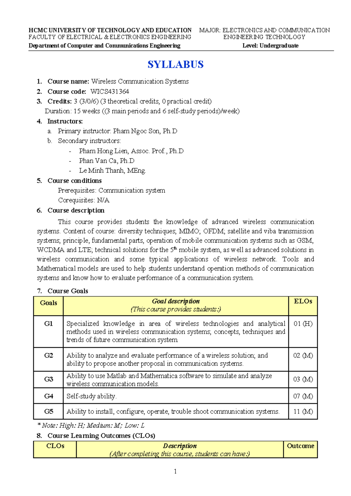 WICS431364 - Wireless Communication Systems Syllabus and Overview - Studocu