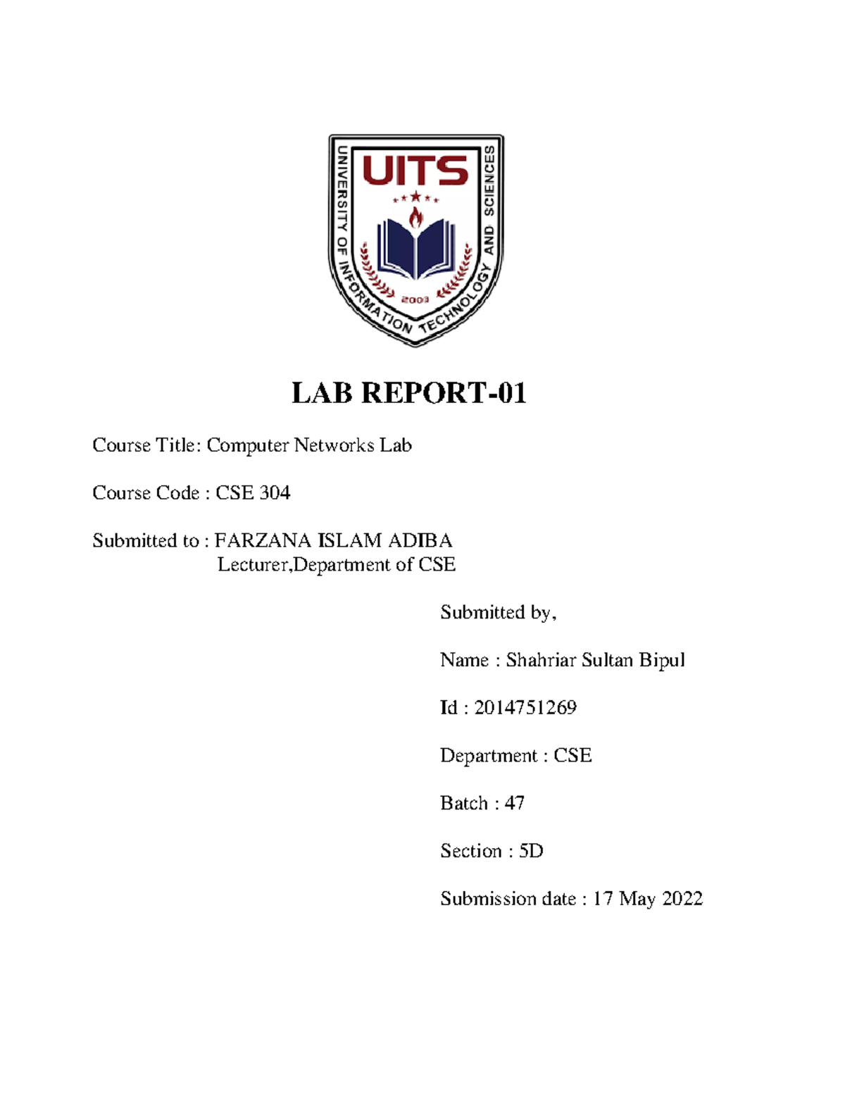 CSE 304 Computer Networks Lab Report-01: Study of Network Cables - Studocu