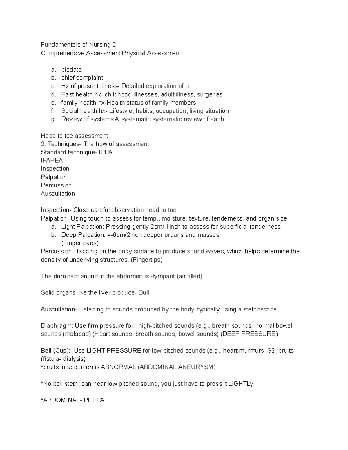 Fundamentals of Nursing 2: Comprehensive Physical Assessment Guide ...