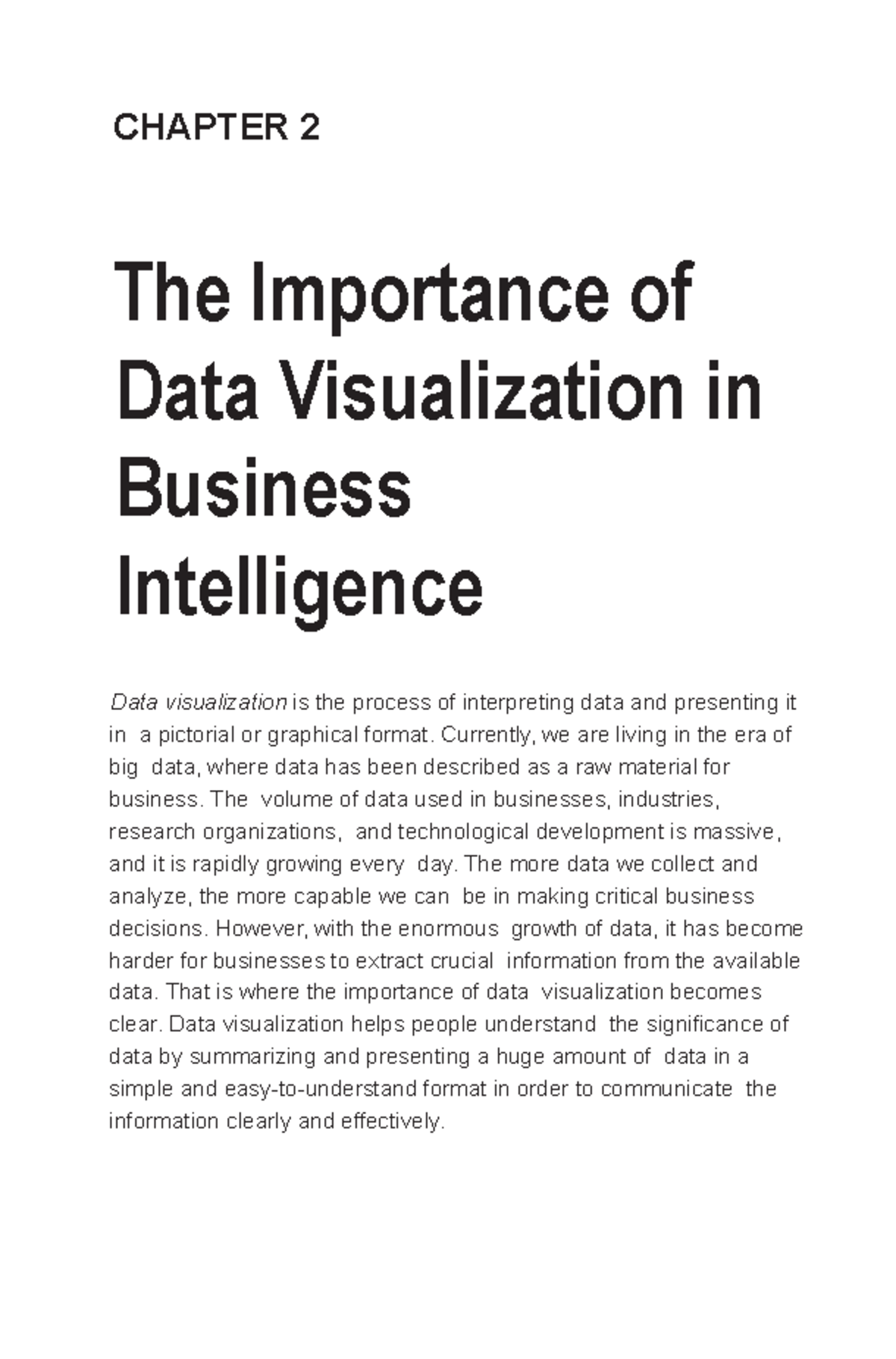 Module 1 - Data Visualization in Business Intelligence: Key Insights ...
