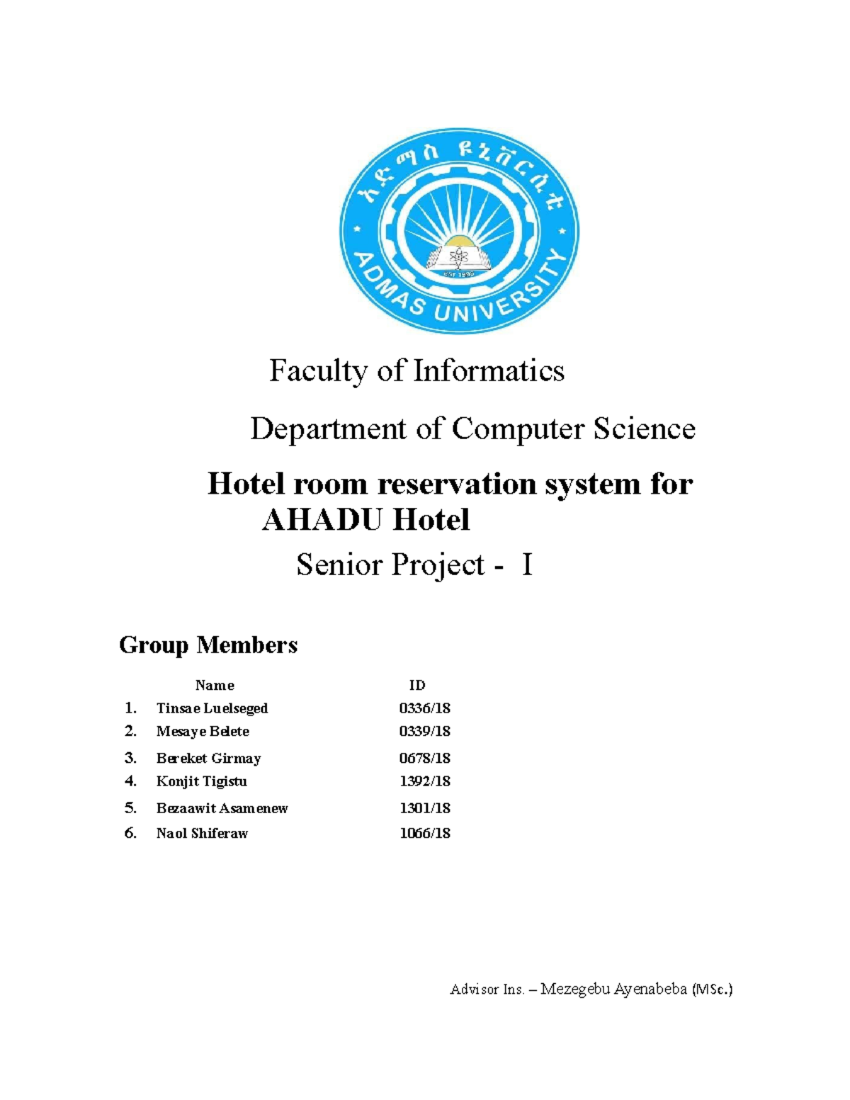 Internship Report on Hotel Room Reservation System - CS Senior Project ...