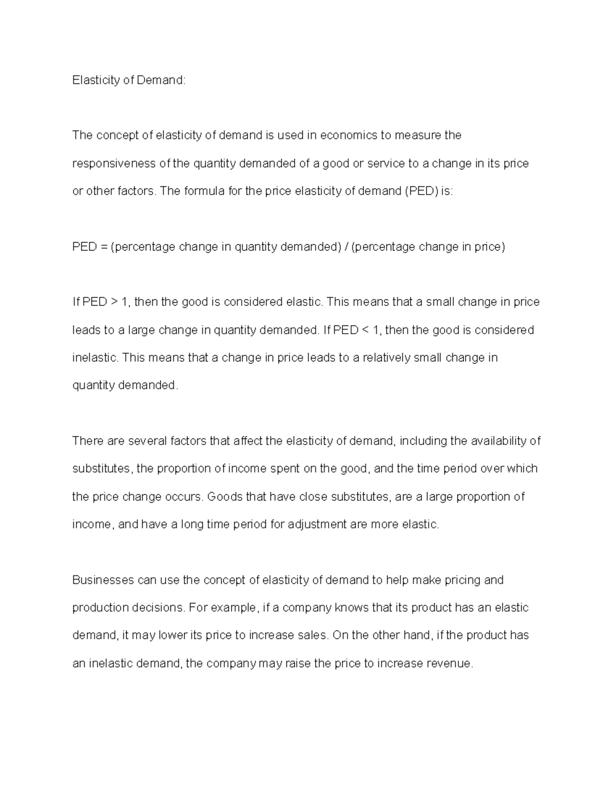 ECON 101: Elasticity of Demand Answer Key & Concept Overview - Studocu