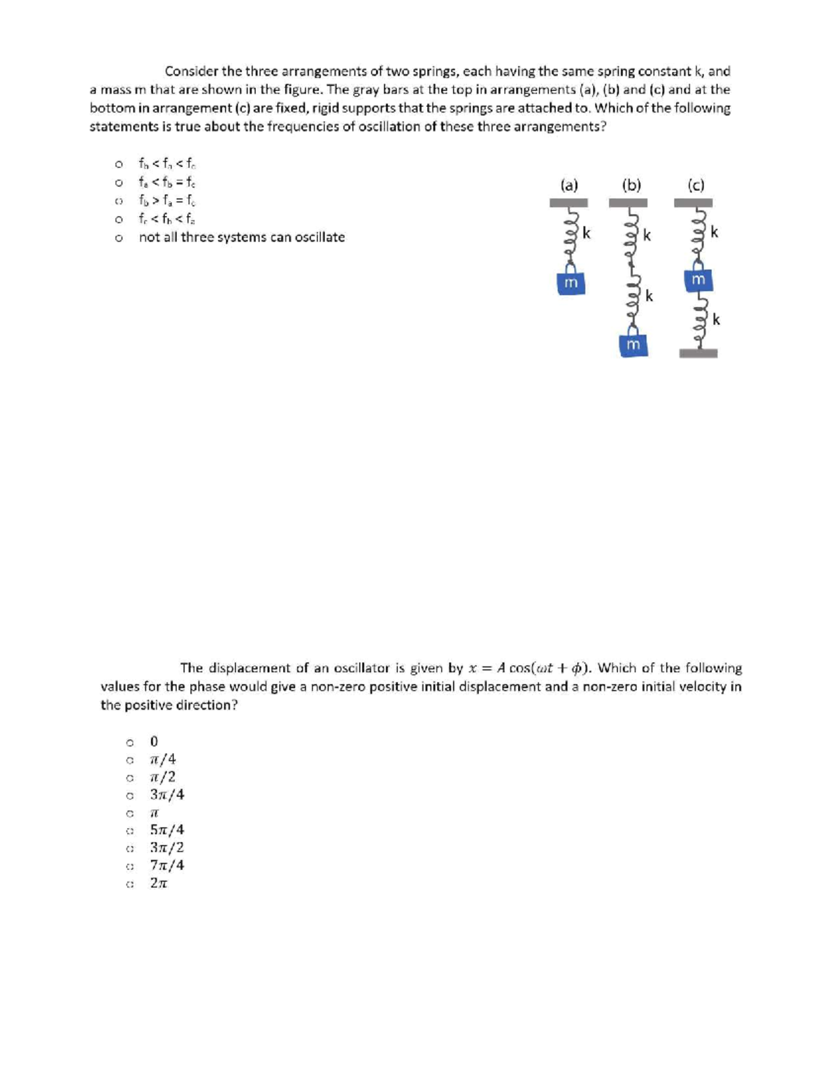 EXAM PHYS 101: Past Multiple Choice Questions on Oscillations and Waves ...