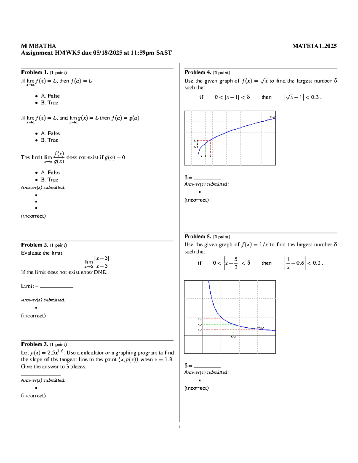 Engineering Mathematics V 1A: Semester Test 2 Memo - 10 May 2025 - Studocu