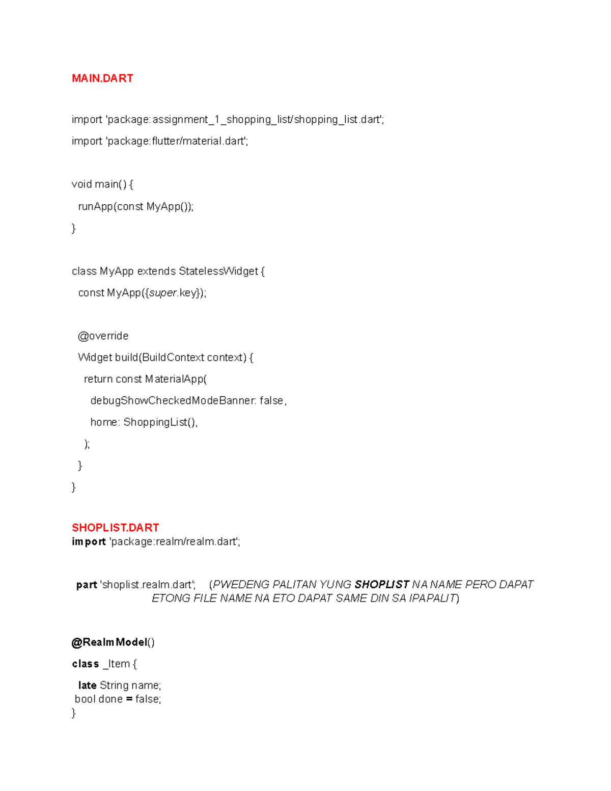 ShoppingList App Implementation (CS101) - Studocu