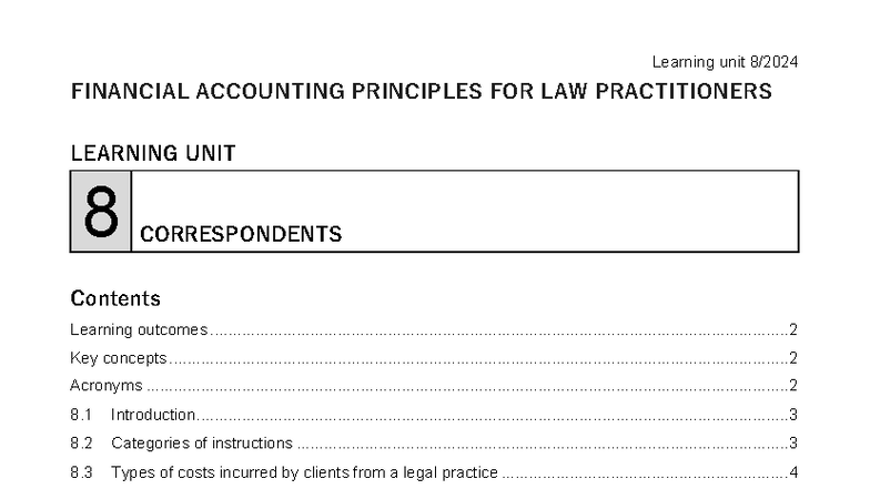 FAC1503 2024 Learning Unit 8: Financial Accounting Principles for Law ...
