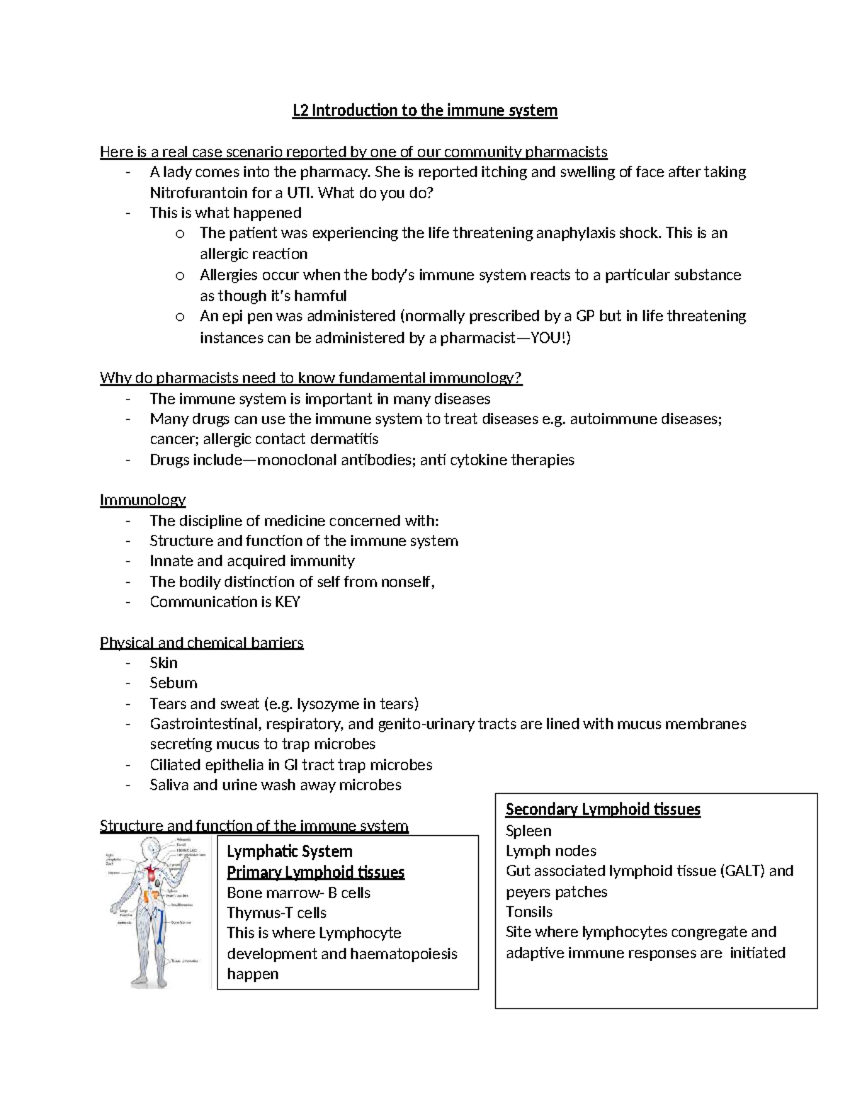 L2 Immunology Overview: Understanding the Immune System - Studocu
