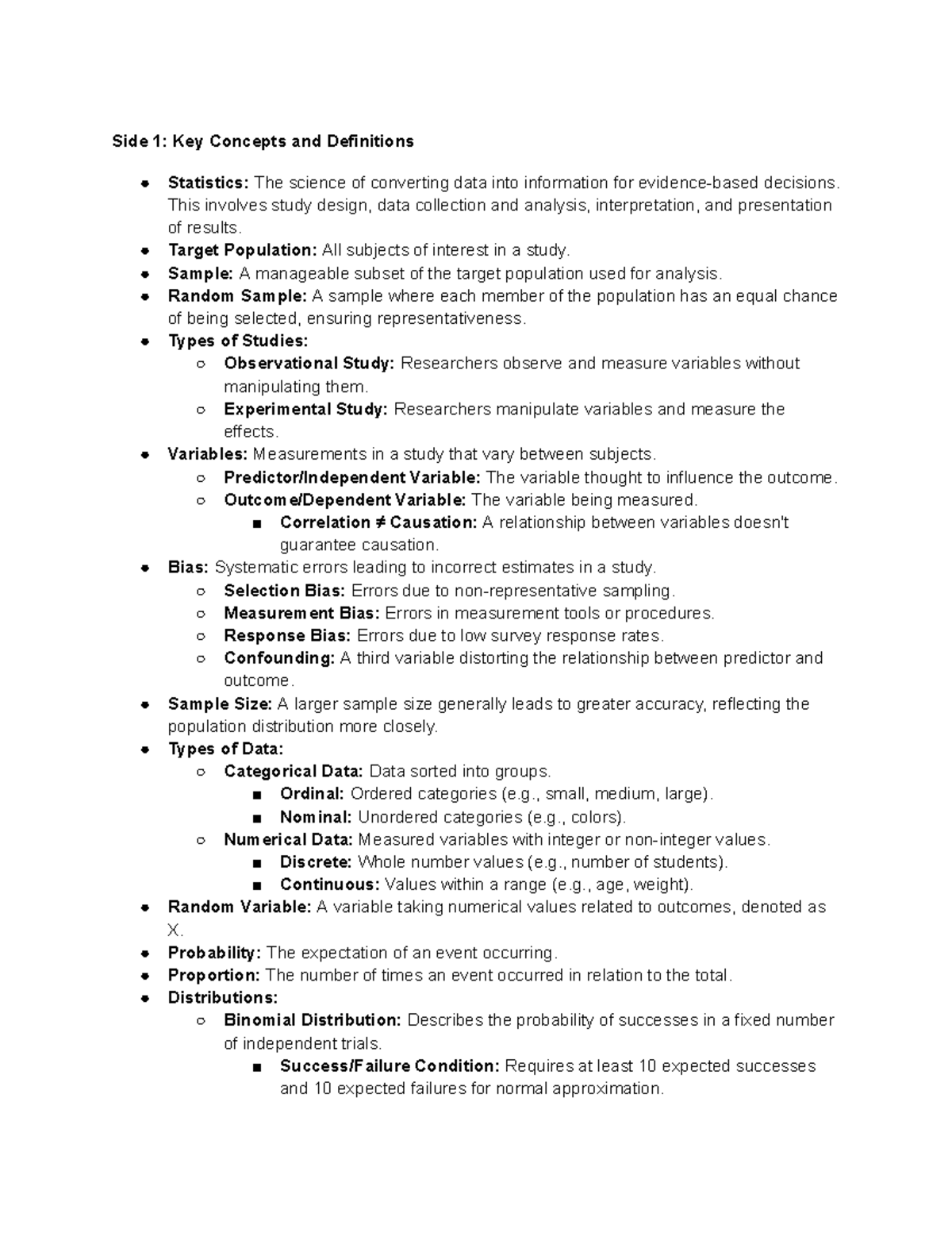 Stats 1250 Final Exam: Key Concepts and Definitions in Statistics - Studocu