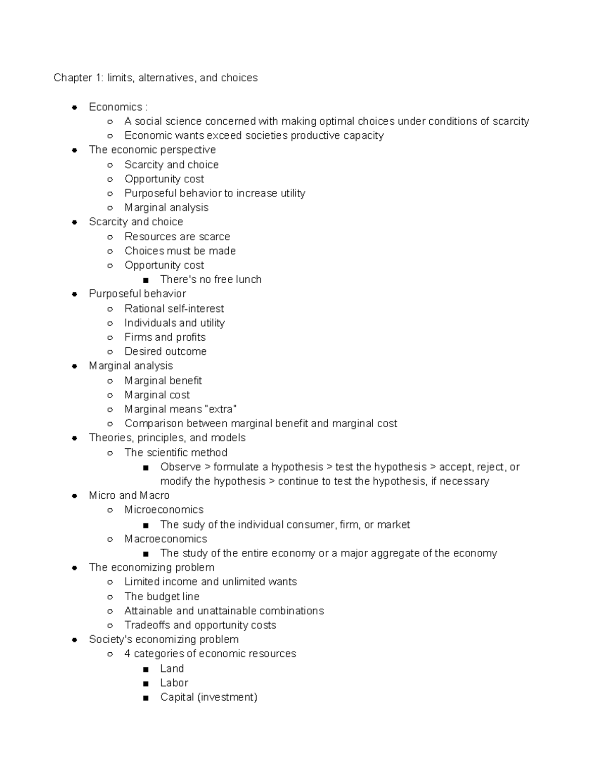 ECON102 - Comprehensive Chapter 1 Notes on Economics Concepts - Studocu