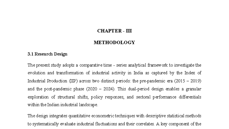 CHAPTER III METHODOLOGY: Comparative Analysis of Industrial Activity in ...