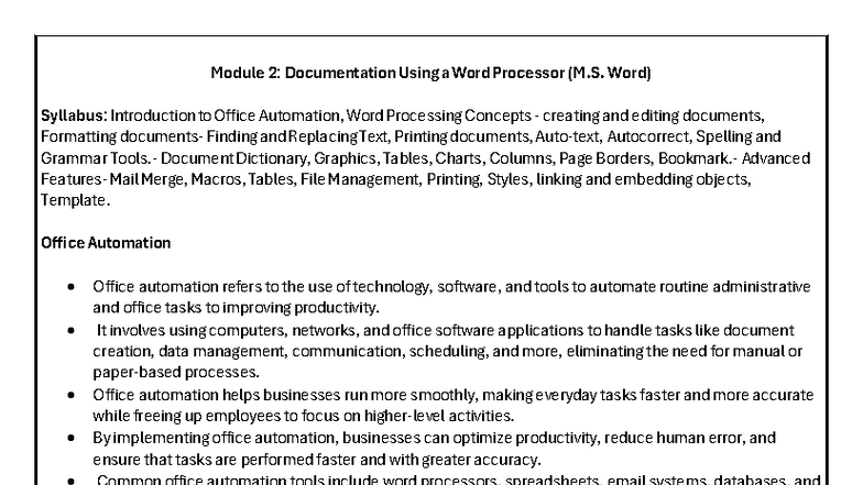 Office Module 2 new - Aaa - Module 2: Documentation Using a Word ...