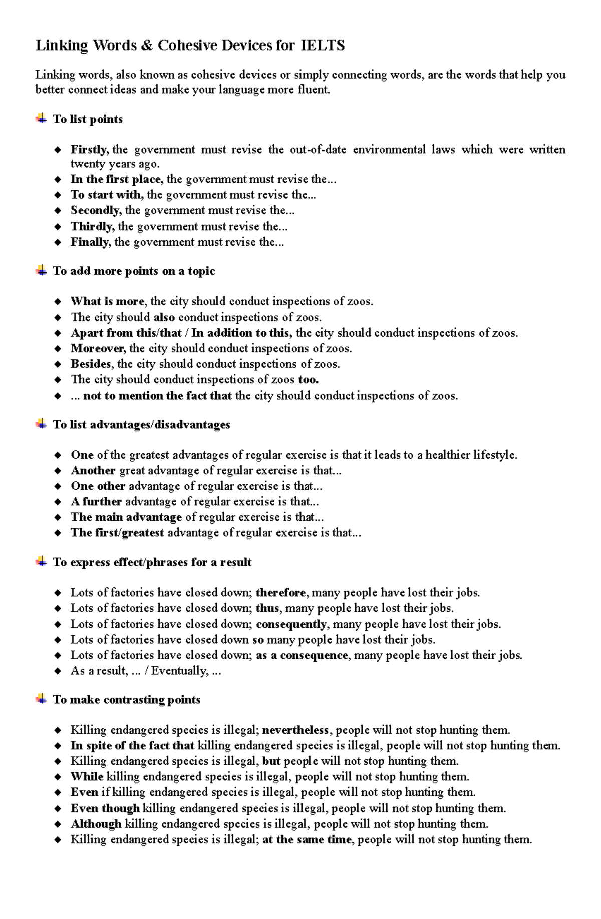 Linking Words - dwa - Linking Words & Cohesive Devices for IELTS ...