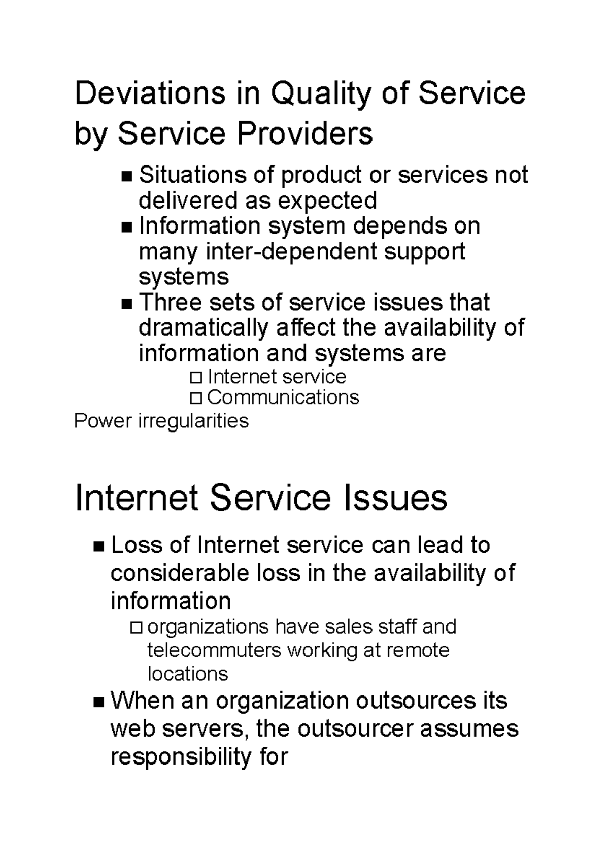 Quality of Service Issues by Service Providers: Impact & Solutions ...