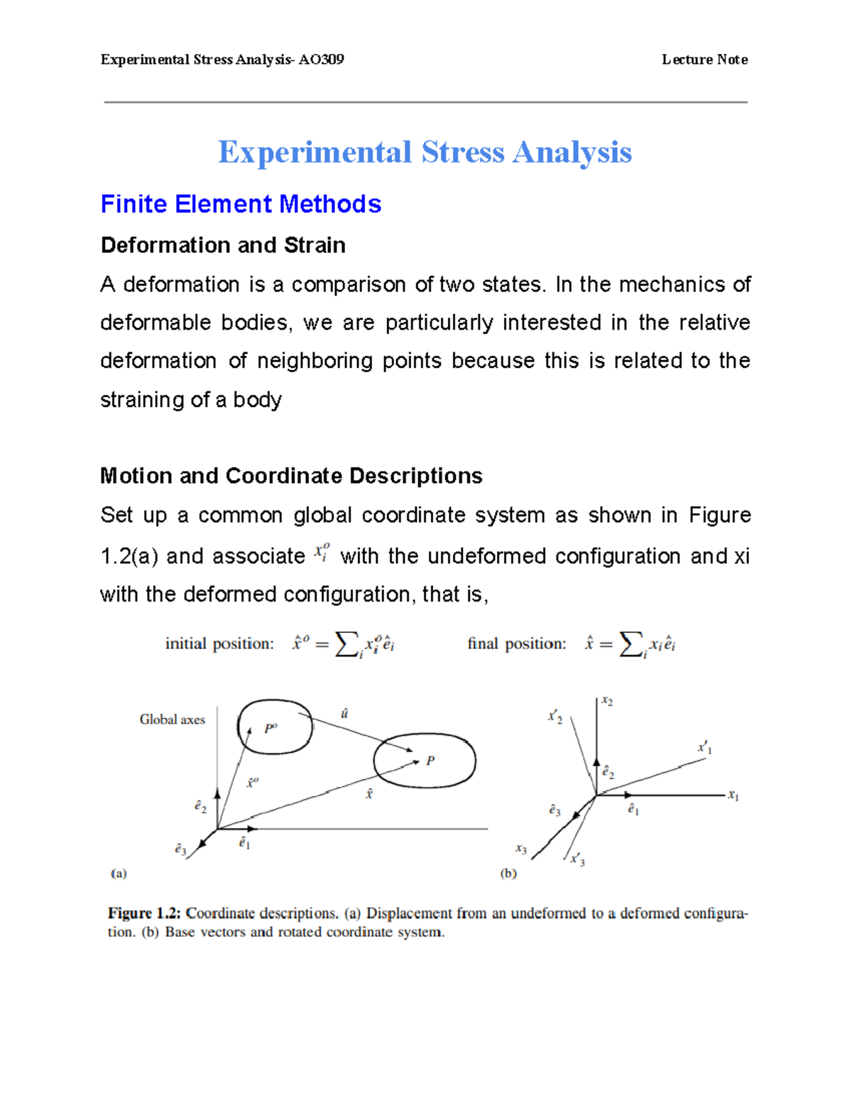 Experimental Stress Analysis Lecture Notes: Finite Element Methods ...