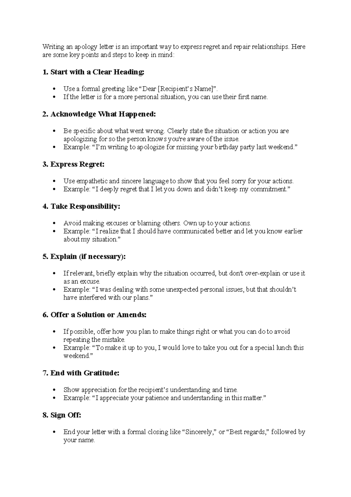 Apology Letter Notes - Writing an apology letter is an important way to ...
