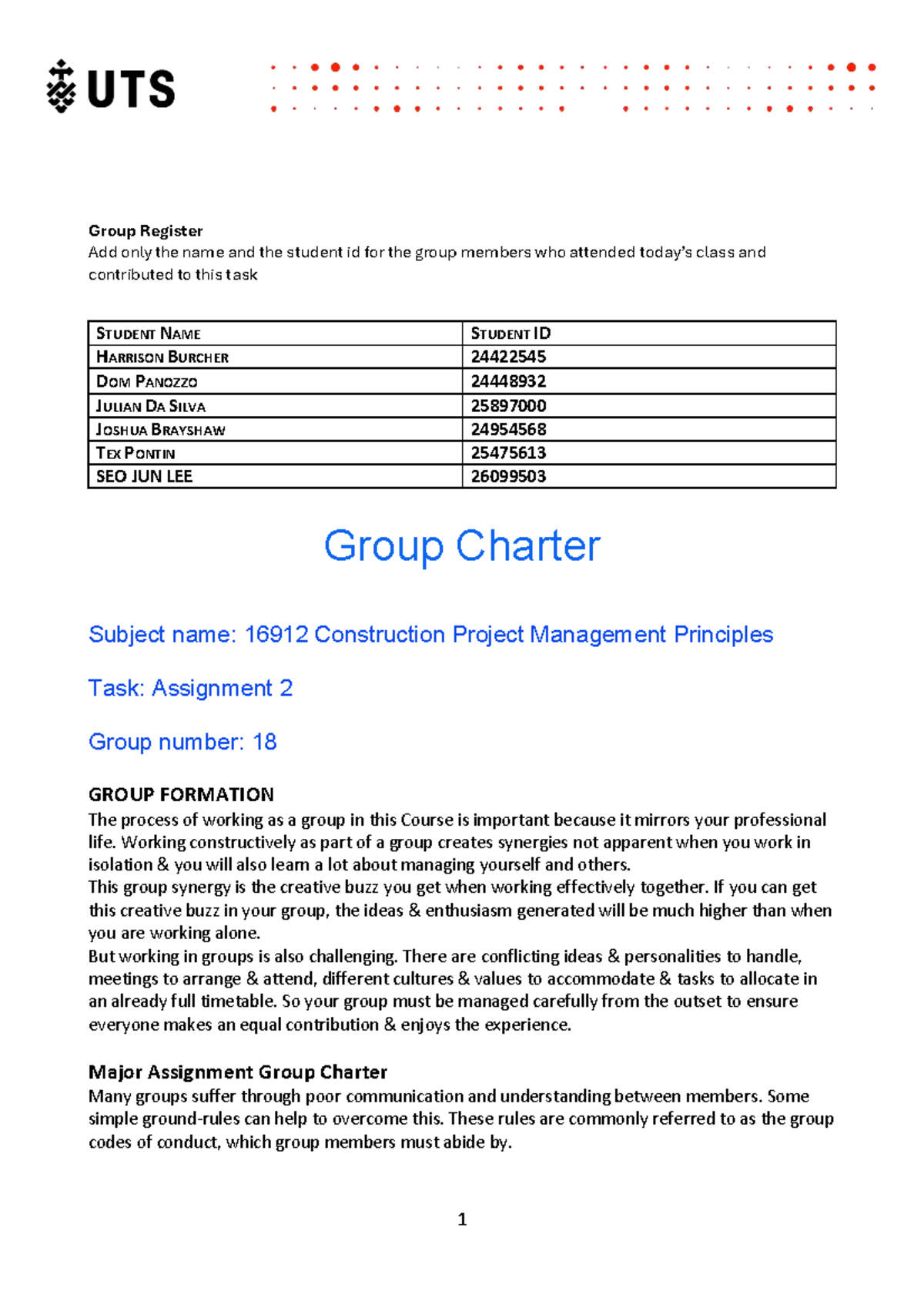 Group 18 Register - 16912 Construction Project Management - Studocu