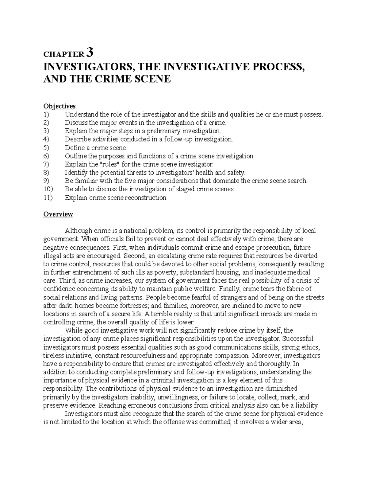 Lecture Chapter 3: The Investigative Process & Crime Scene Management ...