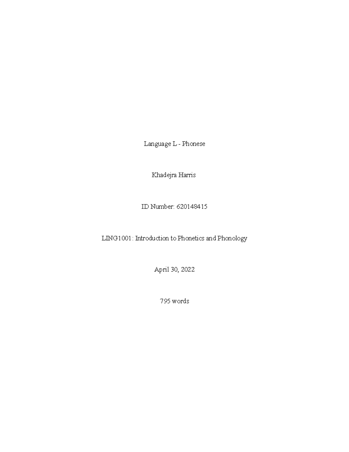 LING1001: Syllable Structure Analysis in Language L Paper - Studocu