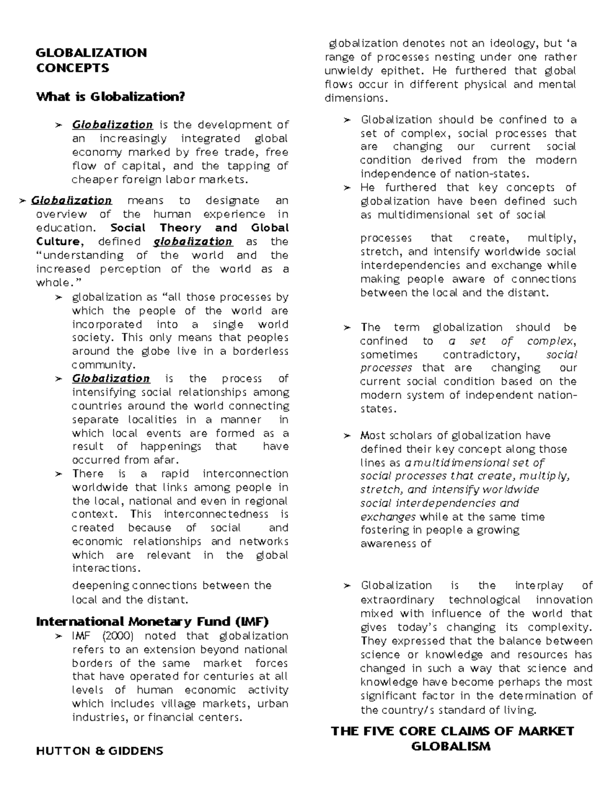 Globalization Concepts: An Overview of Key Processes and Theories - Studocu